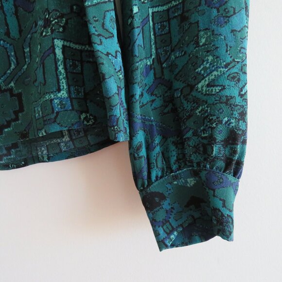 STONE COLD FOX 100% Silk Holloway Top in Green Carpet Boho Aztec - Size XS - Picture 6 of 14